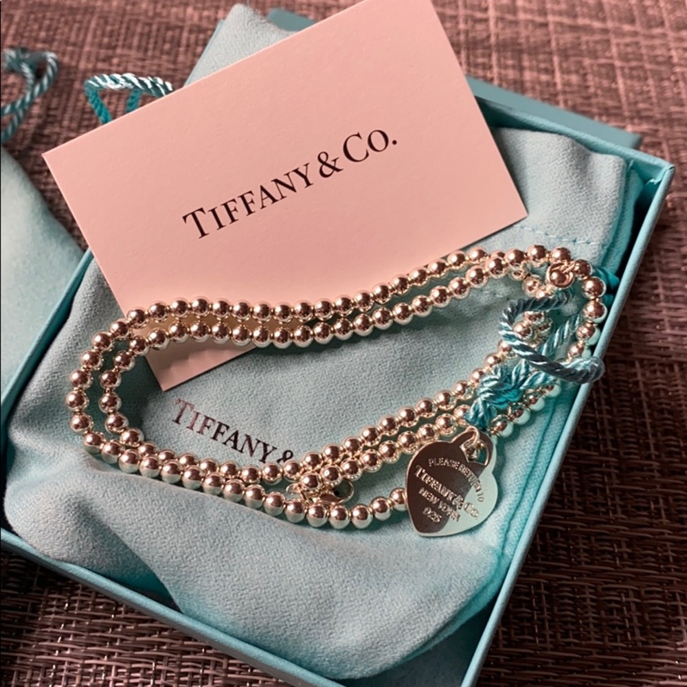 Tiffany mini heart tag on a bead necklace
